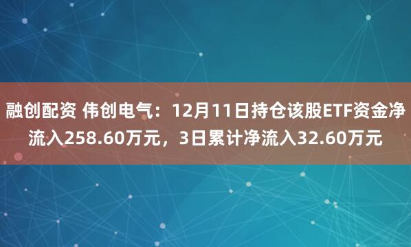 融创配资 伟创电气：12月11日持仓该股ETF资金净流入258.60万元，3日累计净流入32.60万元